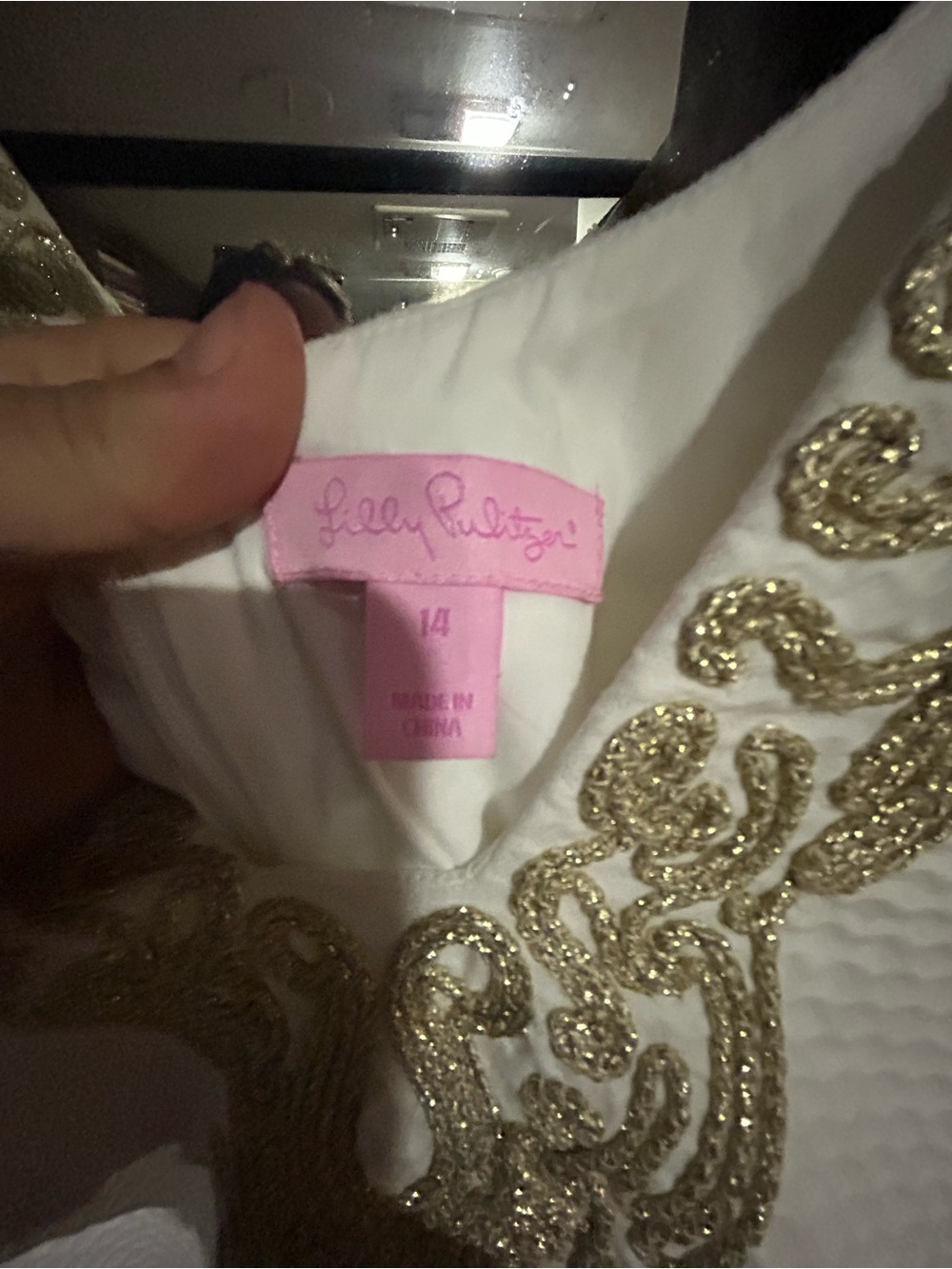 Lily Pulitzer  size 14 Sleeveless Dress with Gold Embellished Neckline - Picture 3 of 3